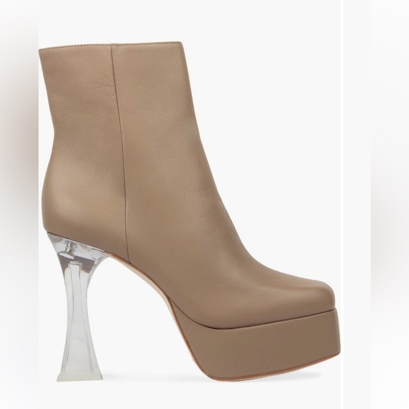 Black Suede Studio Ankle Boots Nude 5” Heel Acrylic EU 38 / US 8 /1.5” Platform